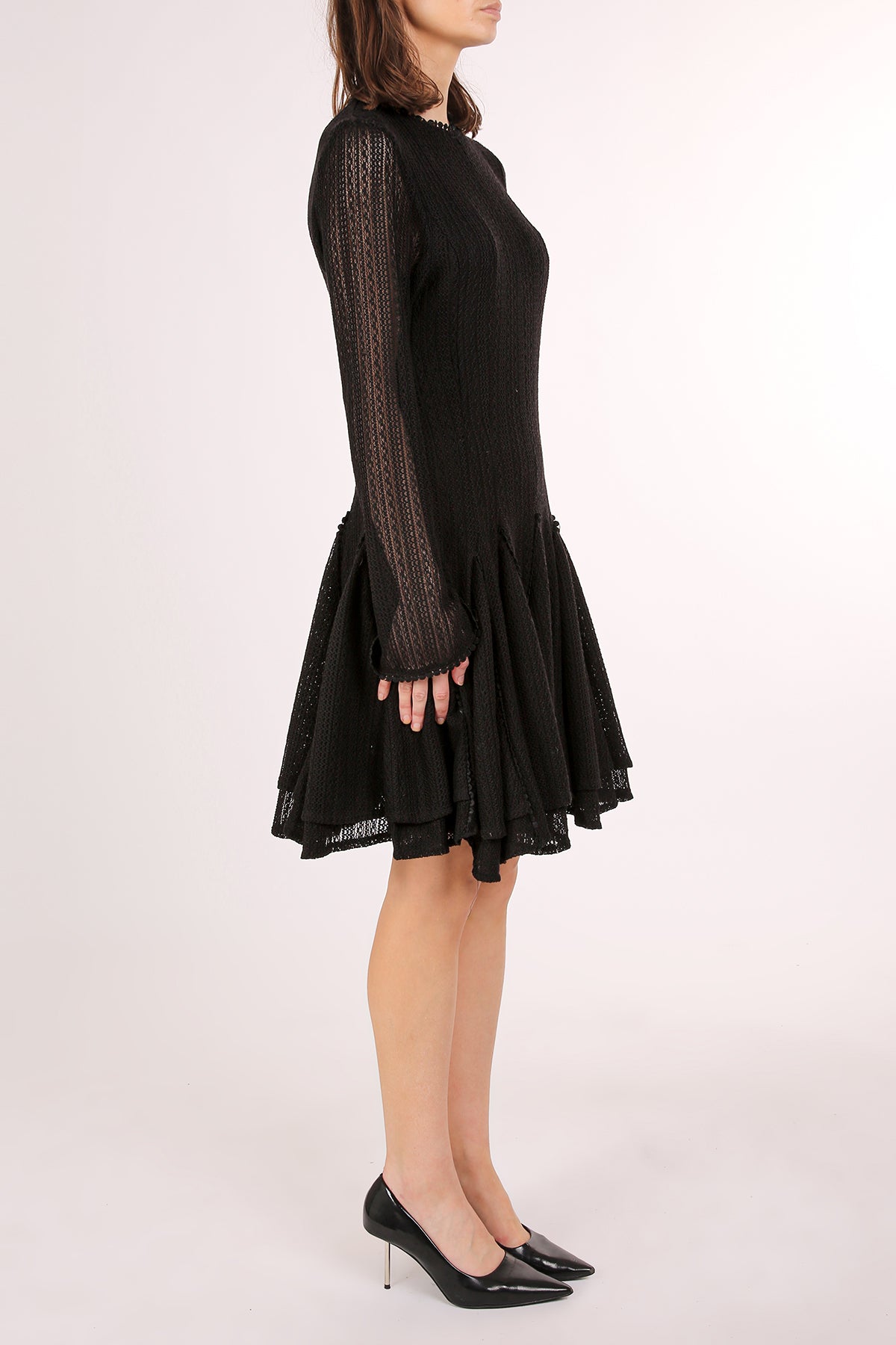 Bellamy Embroidered Mesh Ruffled Hem A-Line Mini Dress - Shop Beulah Style