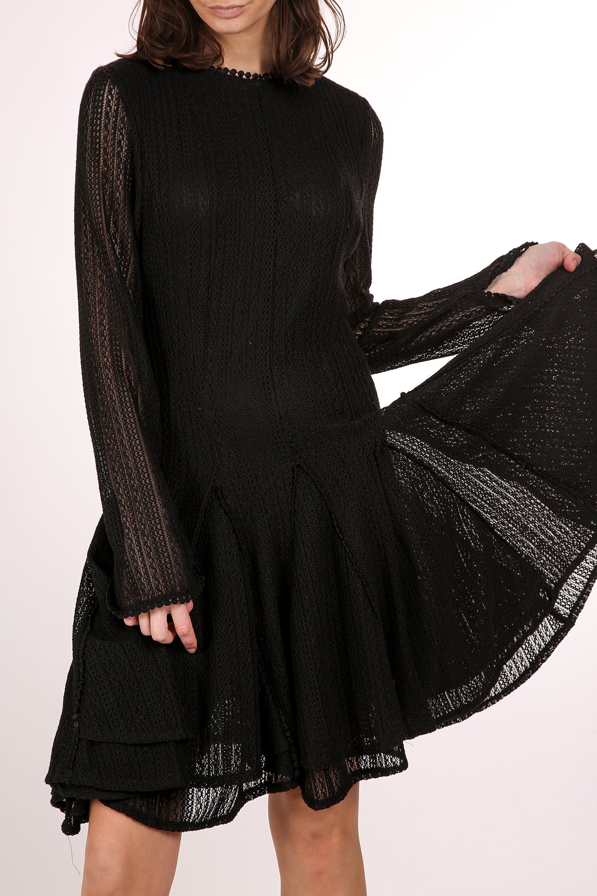 Bellamy Embroidered Mesh Ruffled Hem A-Line Mini Dress - Shop Beulah Style