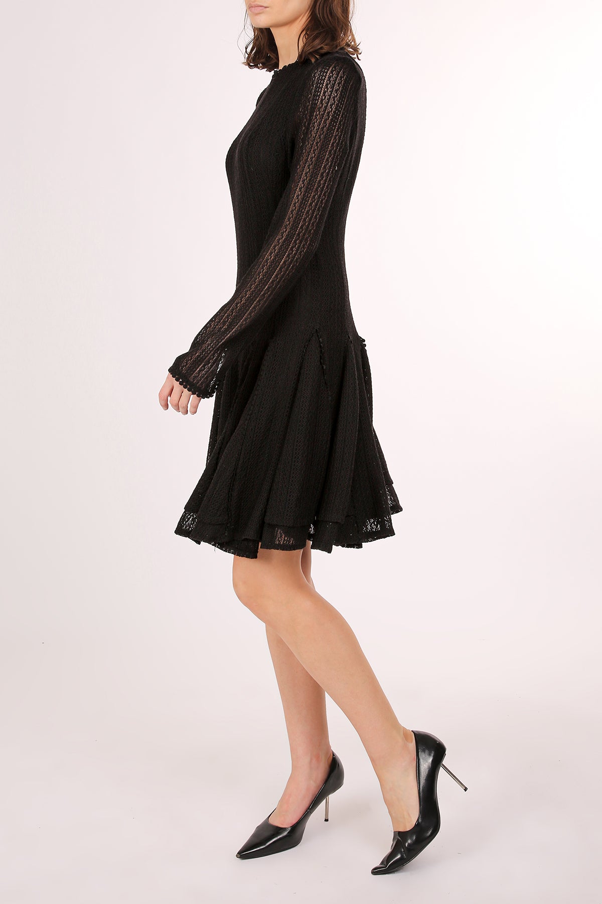 Bellamy Embroidered Mesh Ruffled Hem A-Line Mini Dress - Shop Beulah Style