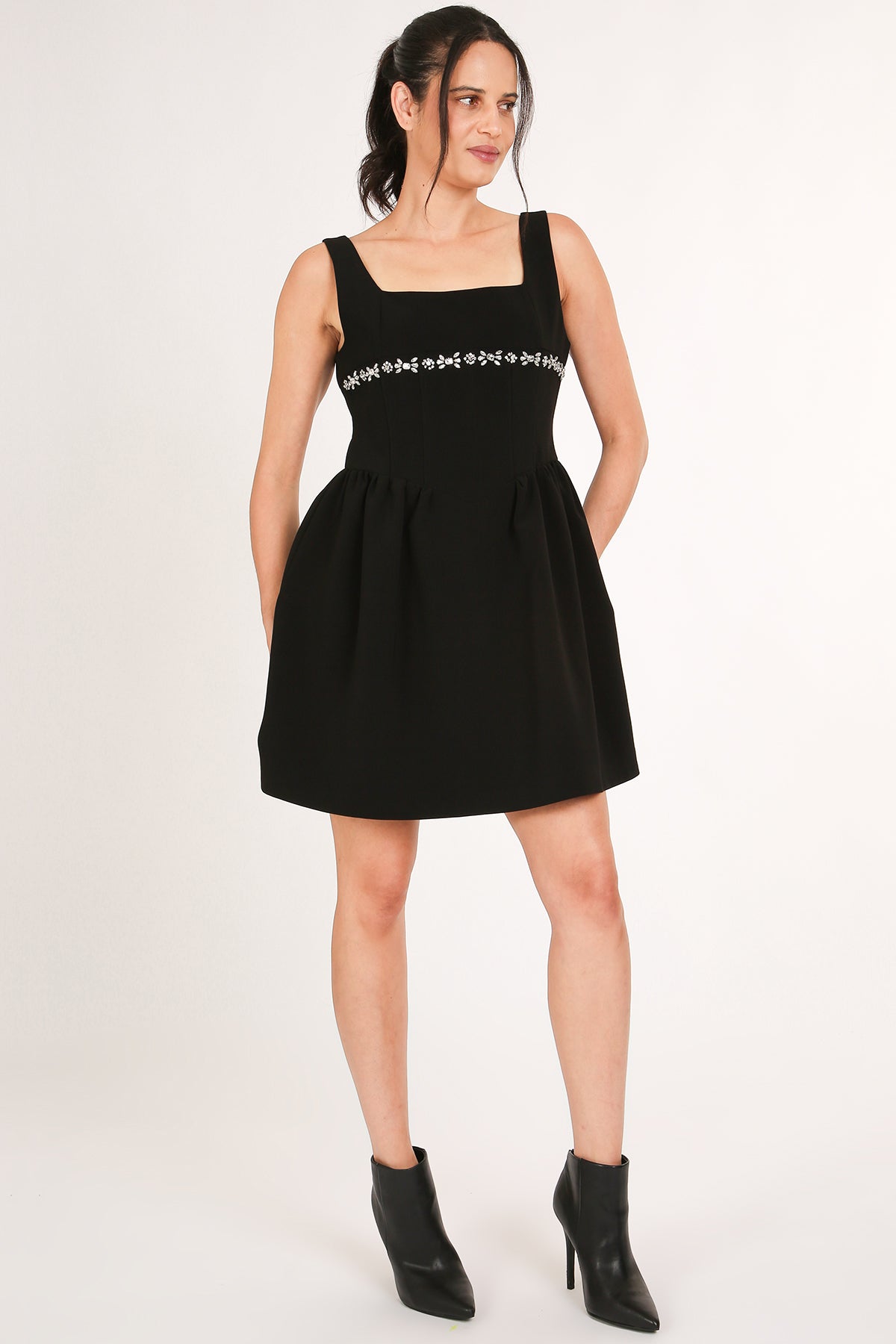 Lily Embellished Trim A-Line Sleeveless Mini Dress - Shop Beulah Style