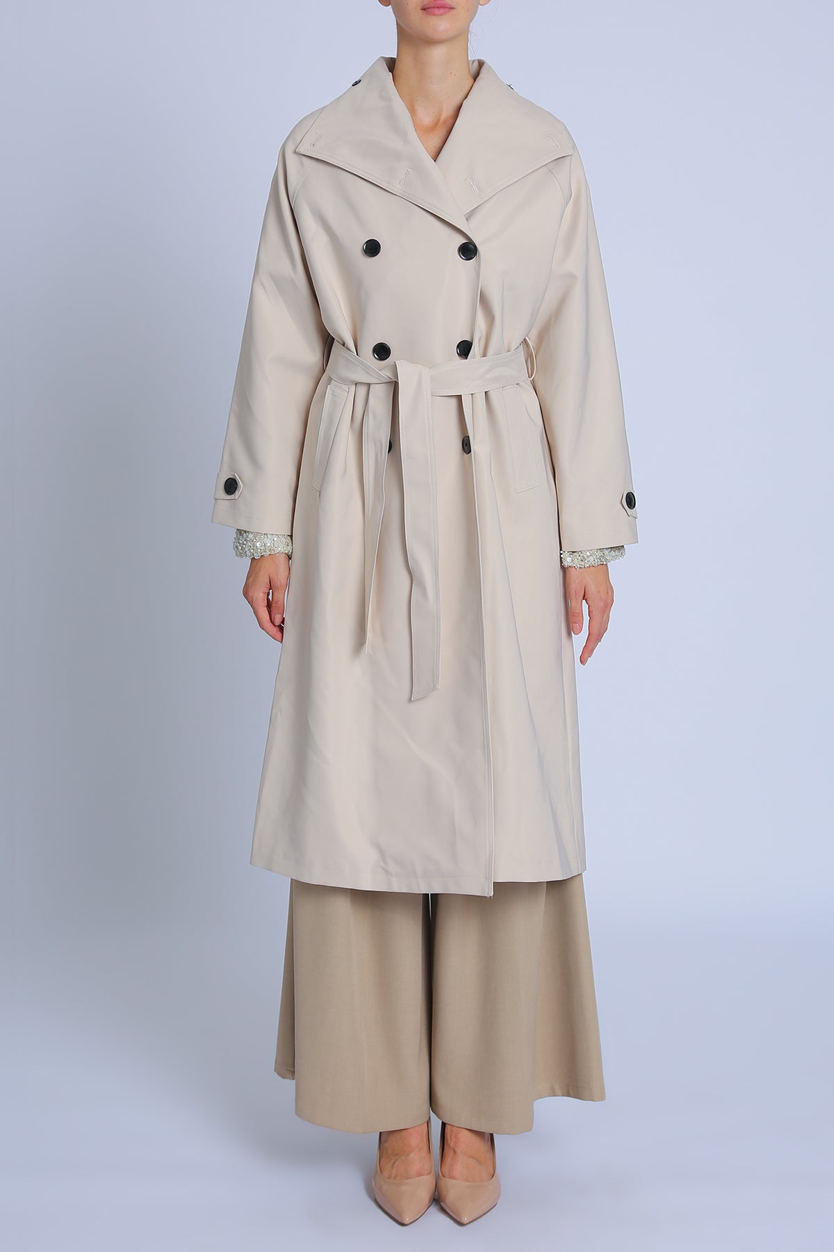 Fiona Double Breasted Trench Coat with Belt - Shop Beulah Style