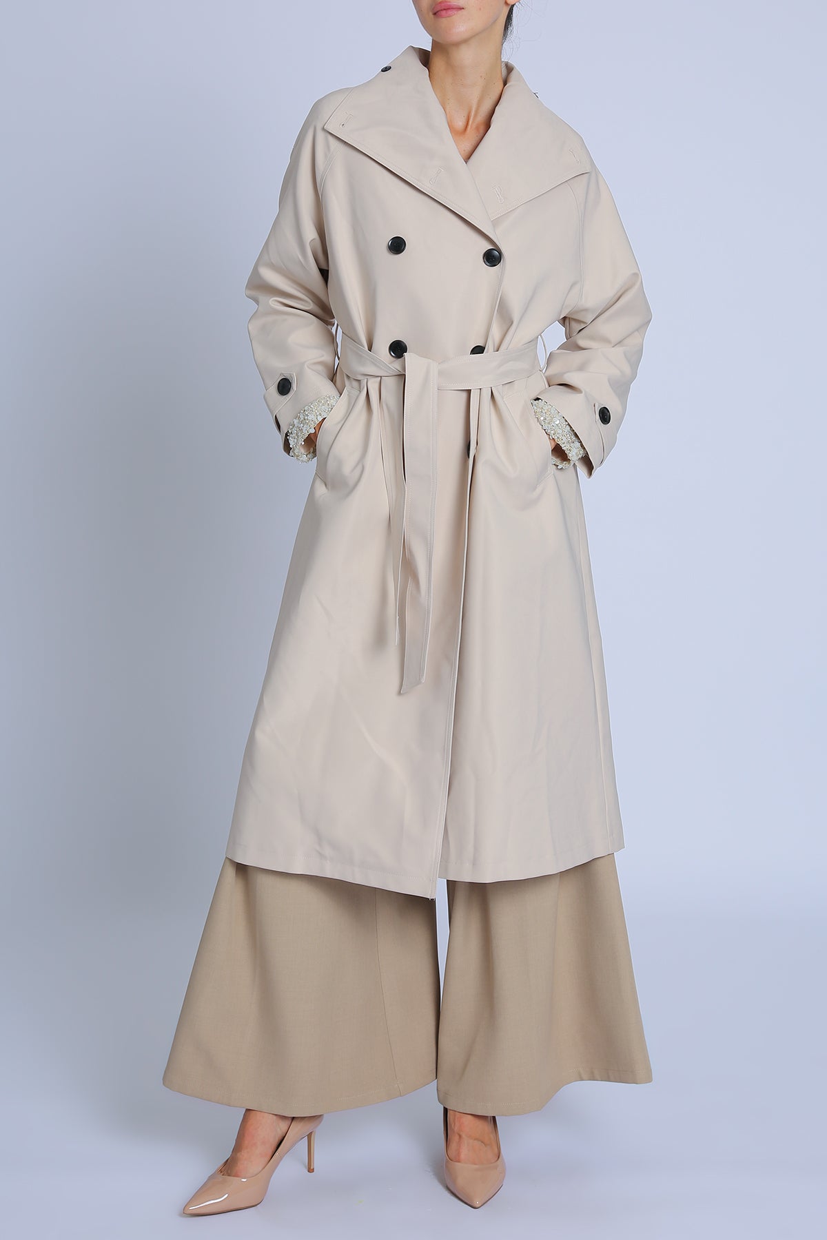 Fiona Double Breasted Trench Coat with Belt - Shop Beulah Style