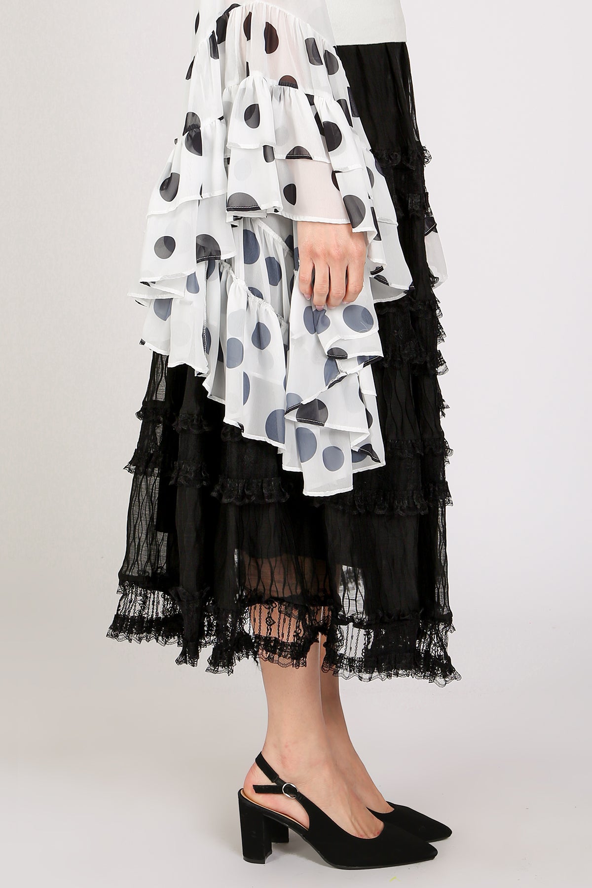 Caroline Tiered Embroidered Mesh Sheer Maxi Skirt - Shop Beulah Style