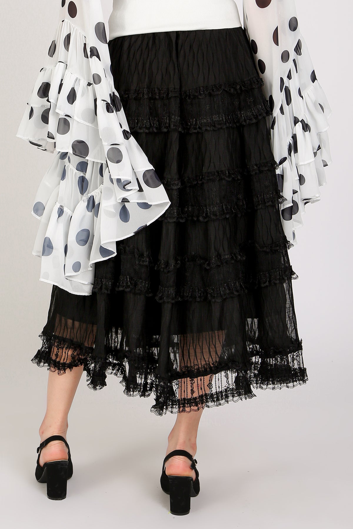 Caroline Tiered Embroidered Mesh Sheer Maxi Skirt - Shop Beulah Style