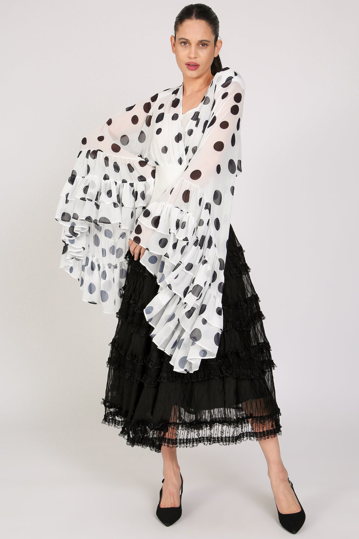 Caroline Tiered Embroidered Mesh Sheer Maxi Skirt - Shop Beulah Style