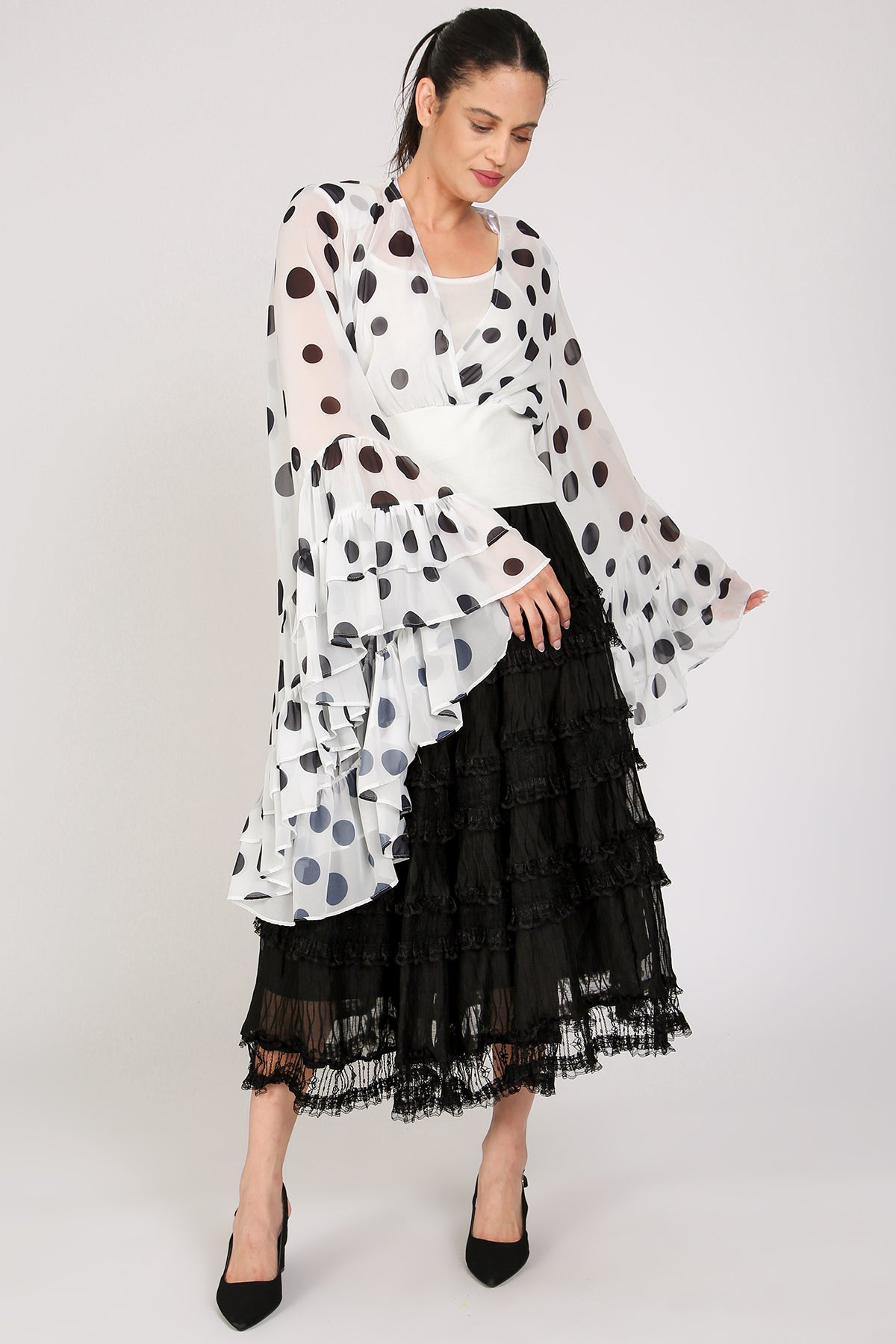 Caroline Tiered Embroidered Mesh Sheer Maxi Skirt - Shop Beulah Style