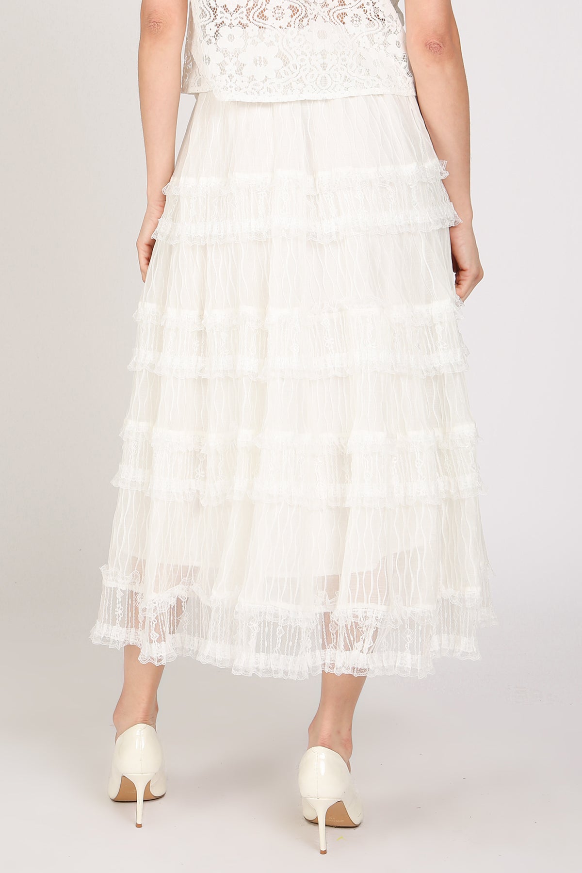 Caroline Tiered Embroidered Mesh Sheer Maxi Skirt - Shop Beulah Style