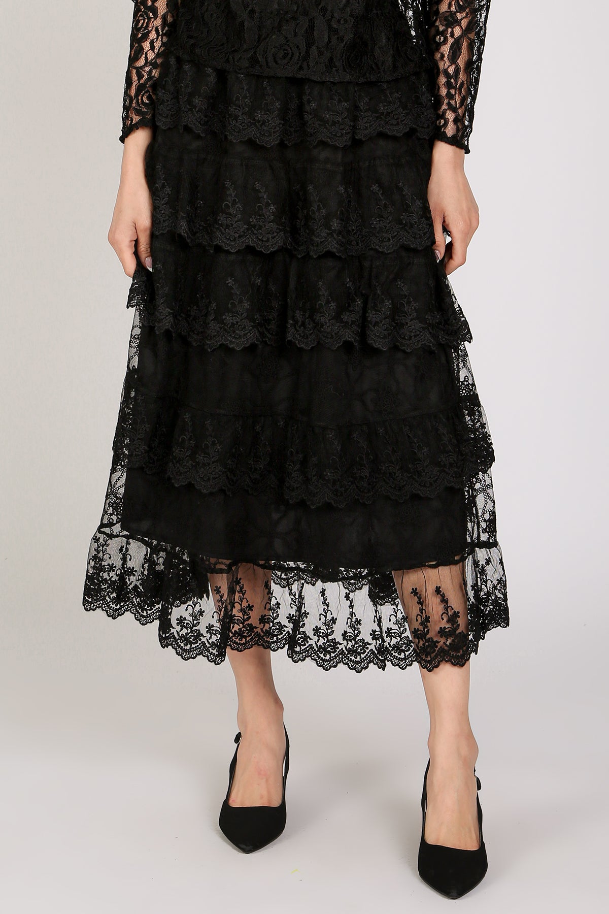 Evan Floral Embroidered Tiered Sheer Maxi Skirt - Shop Beulah Style