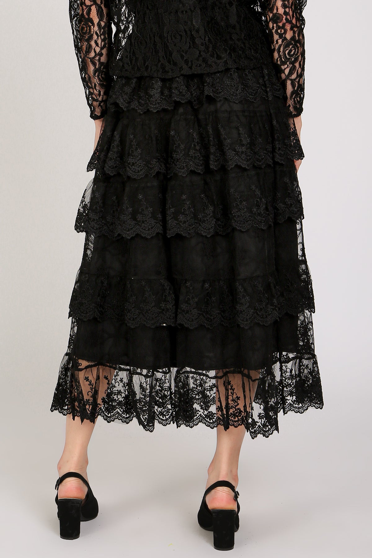 Evan Floral Embroidered Tiered Sheer Maxi Skirt - Shop Beulah Style