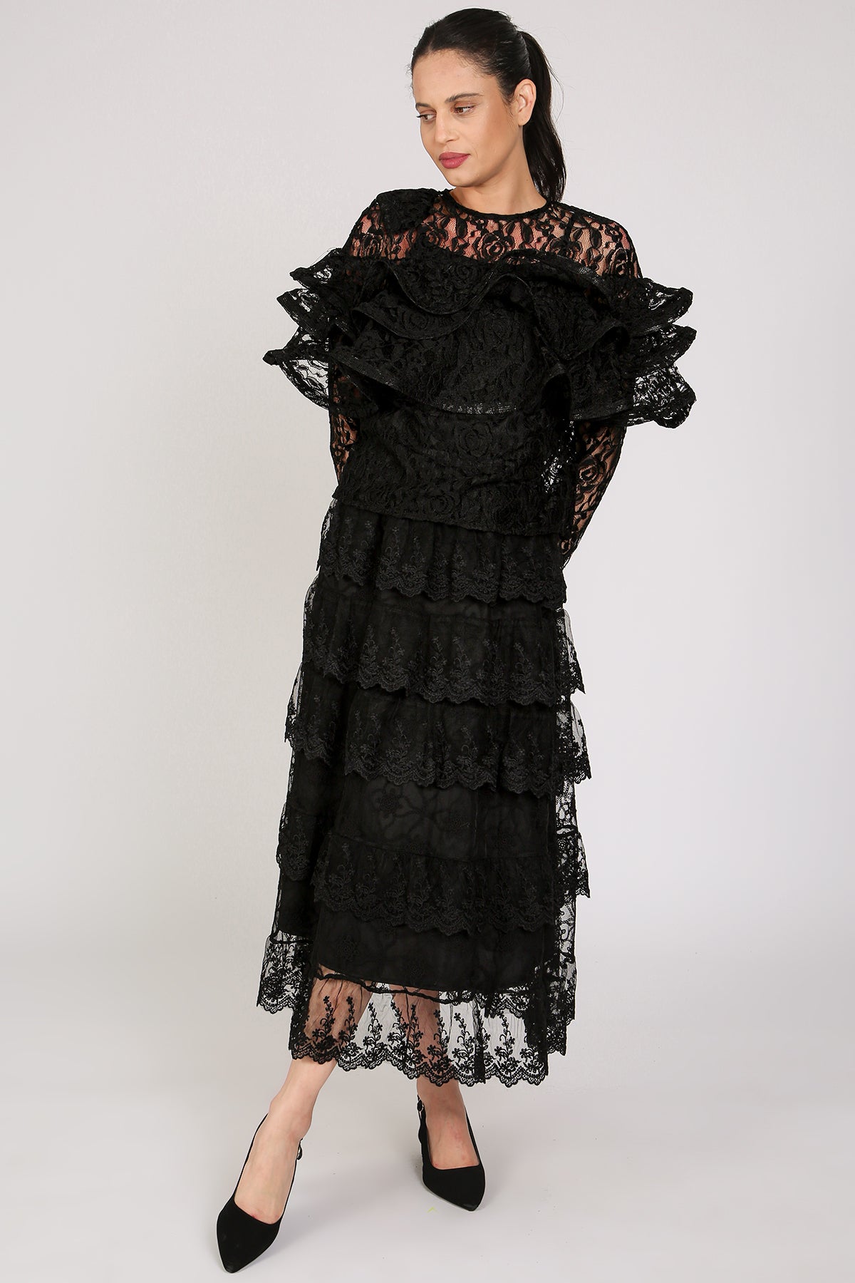 Evan Floral Embroidered Tiered Sheer Maxi Skirt - Shop Beulah Style