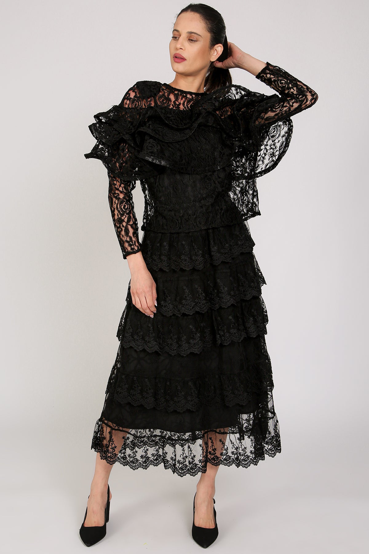 Evan Floral Embroidered Tiered Sheer Maxi Skirt - Shop Beulah Style