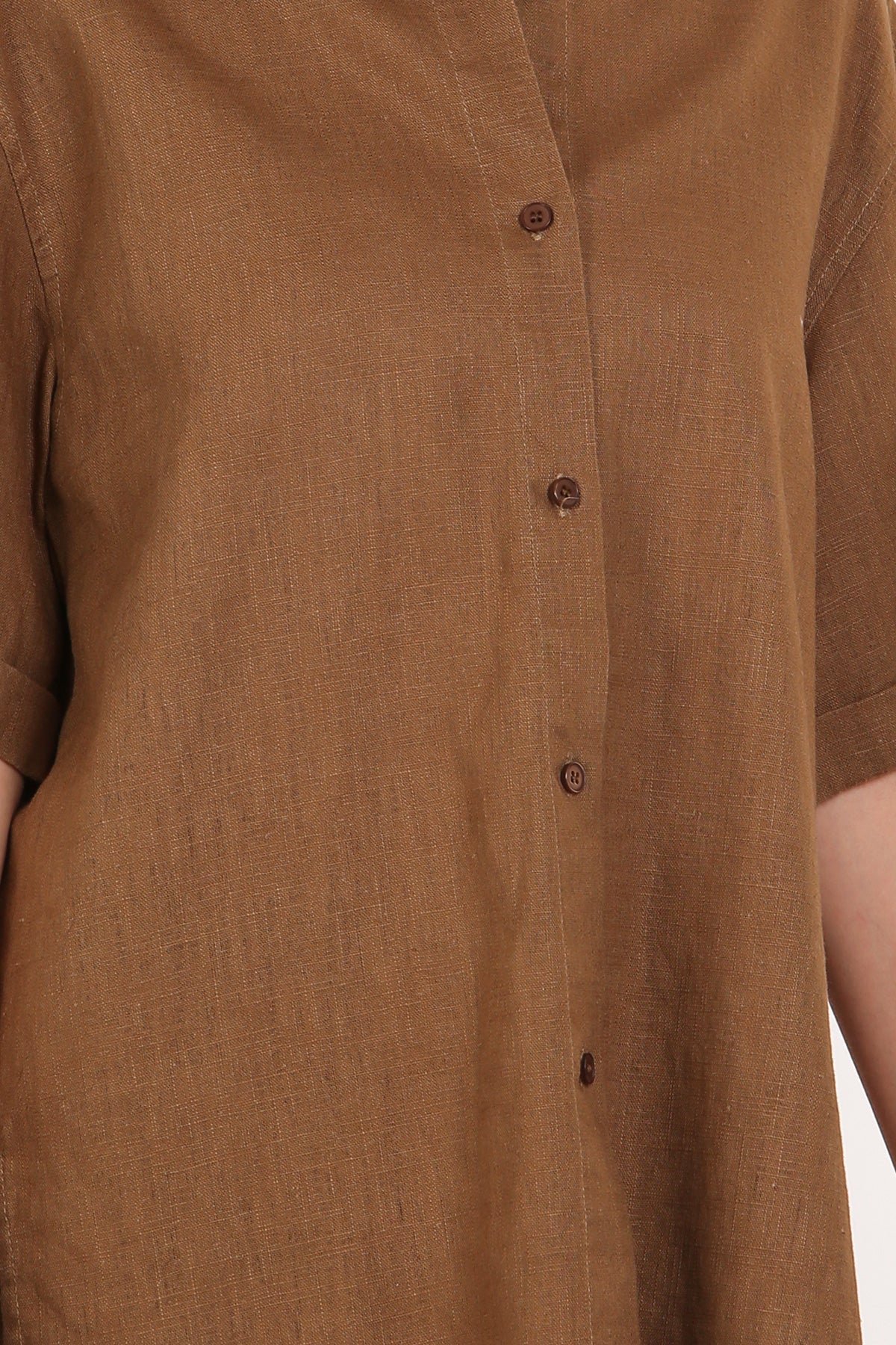 Kerry Linen Button Up Blouse & Shorts Set - Shop Beulah Style