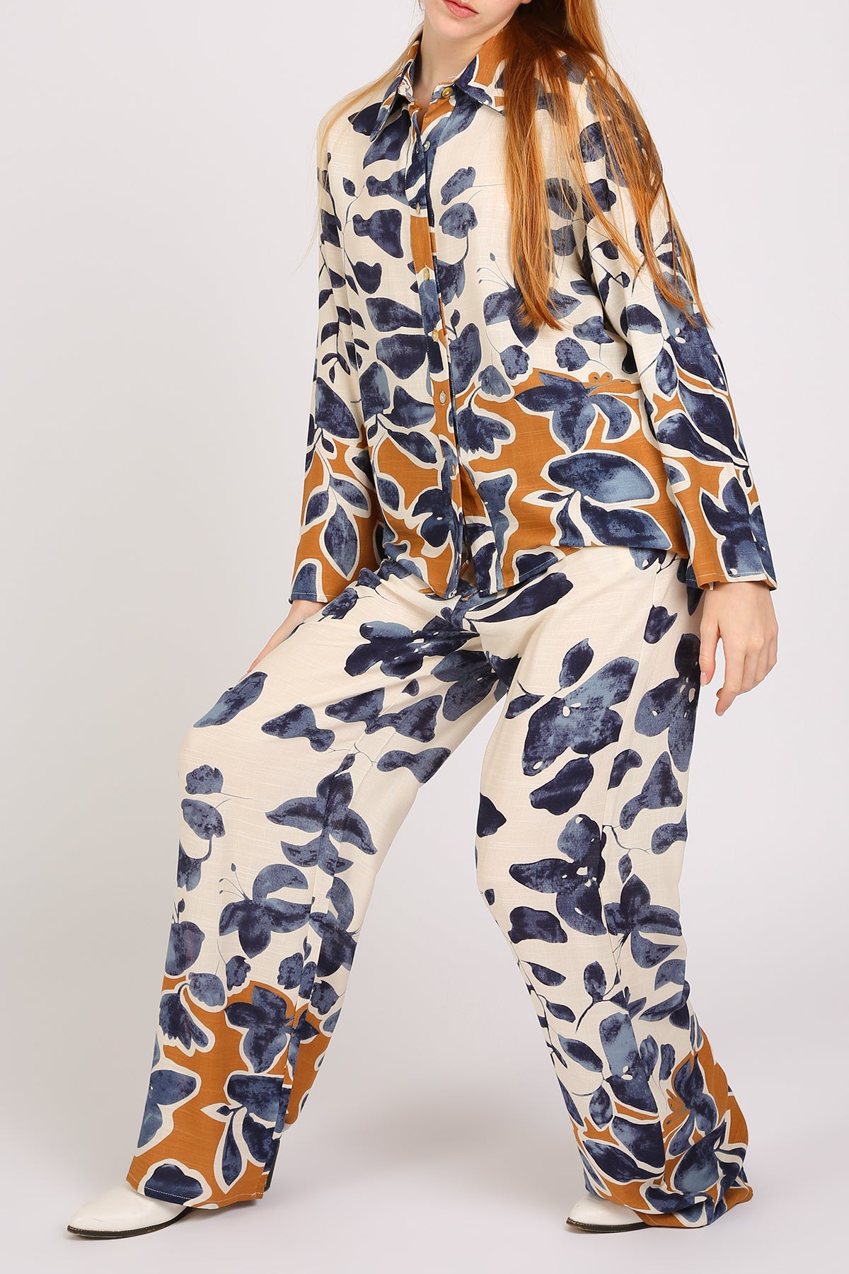 Alina Watercolor Style Floral Printed Shirt & Pants Set - Shop Beulah Style