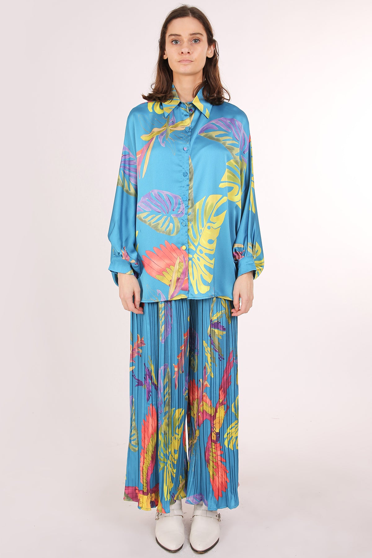 Ambrose Tropical Printed Satin Top & Pants Set - Shop Beulah Style