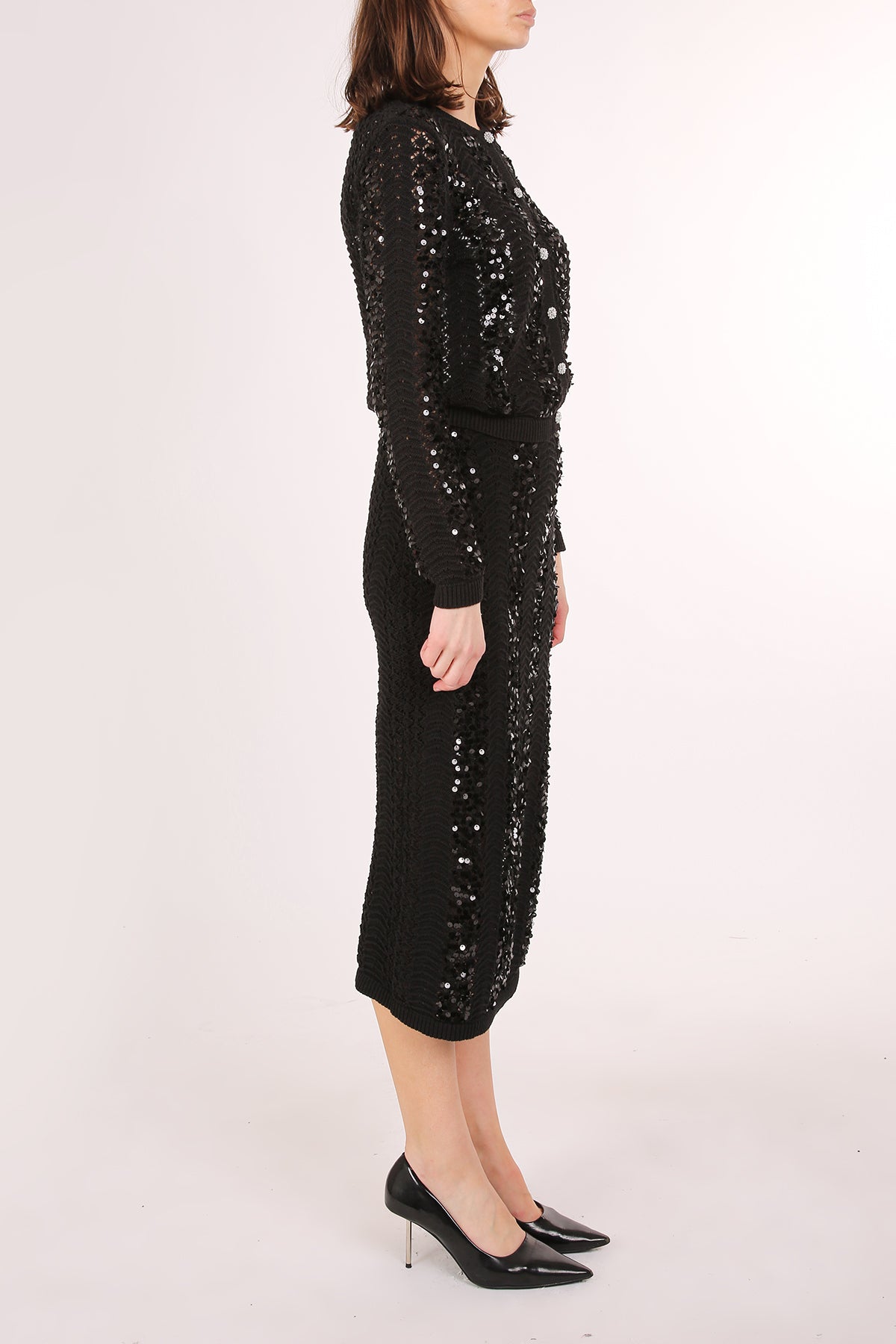 Sadie Sequined Knit Cardigan & Pencil Midi Skirt Set - Shop Beulah Style