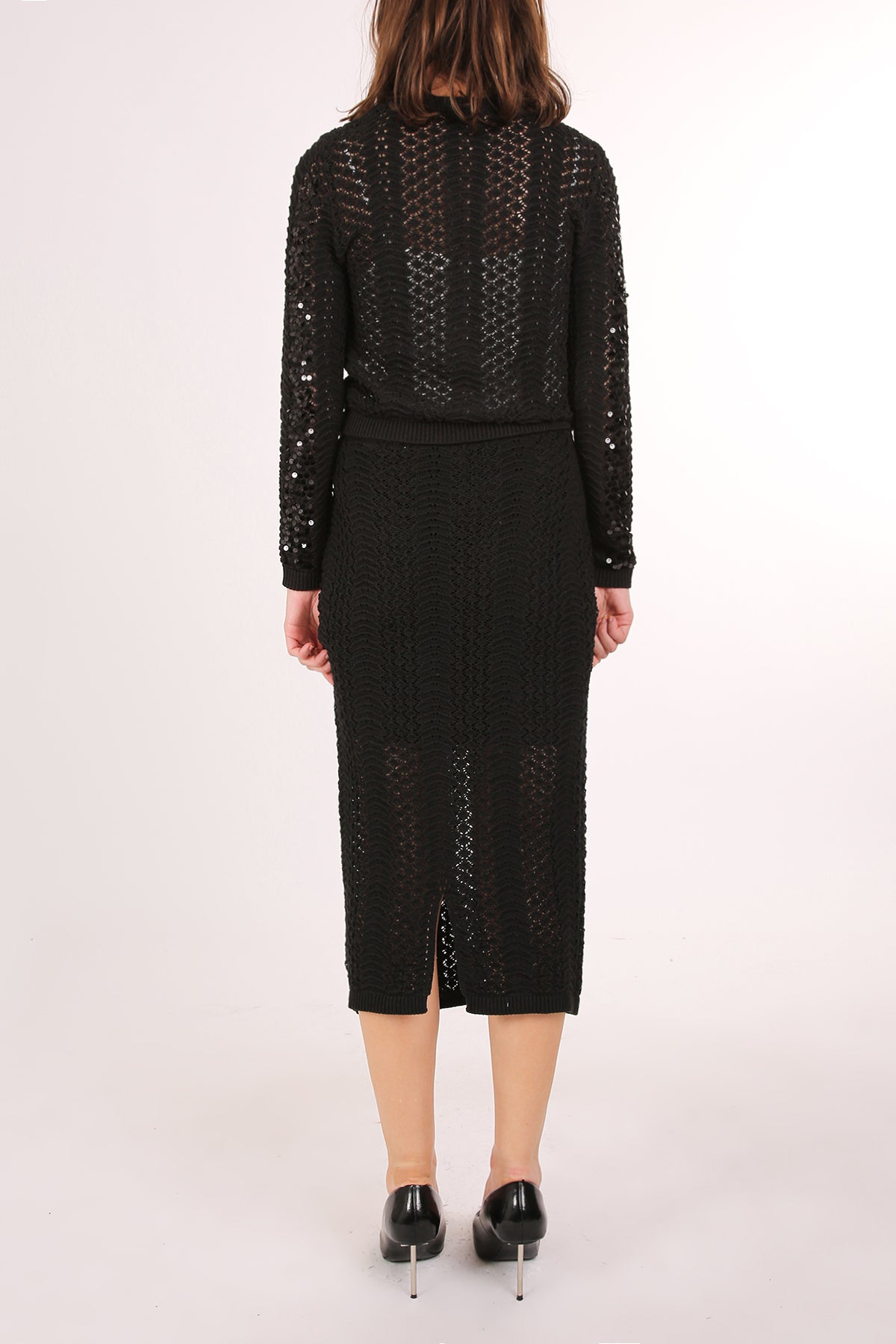 Sadie Sequined Knit Cardigan & Pencil Midi Skirt Set - Shop Beulah Style