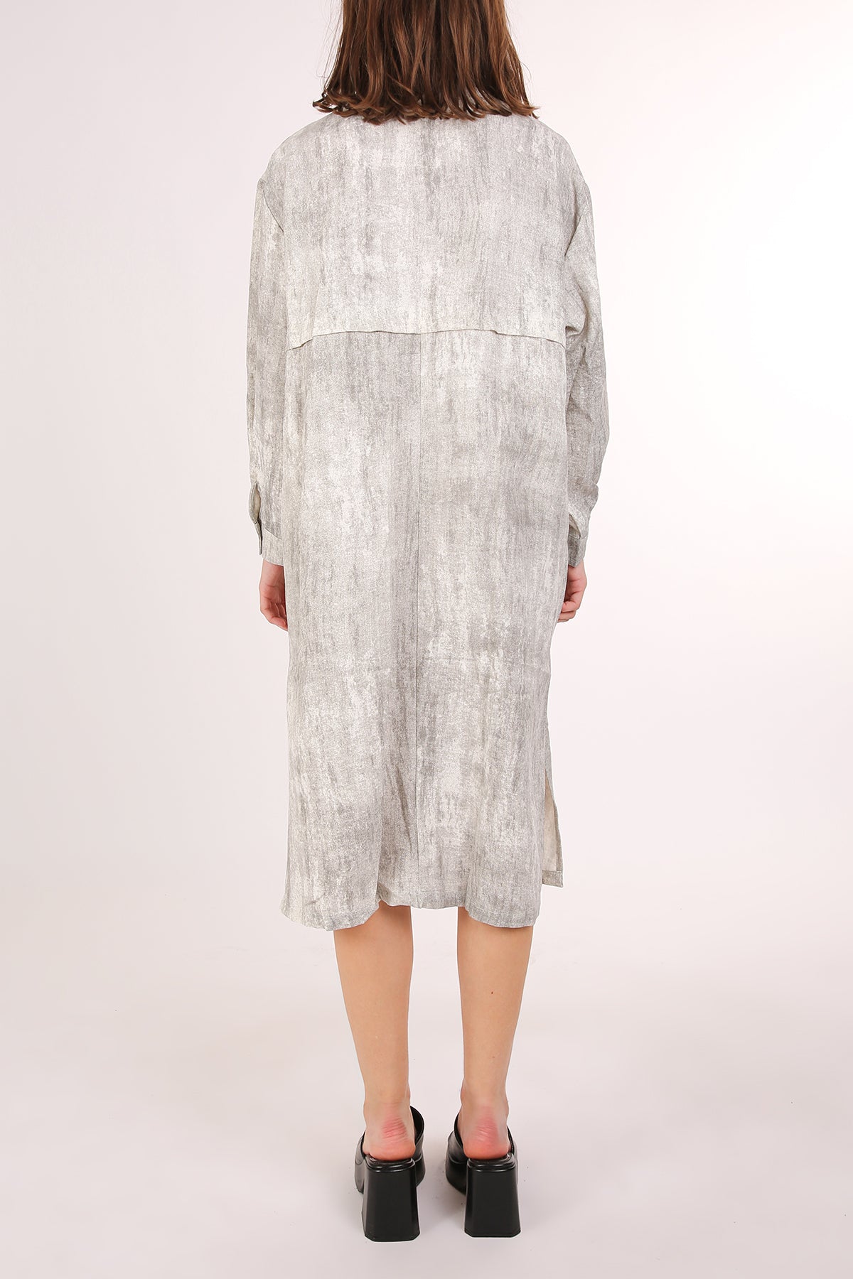 Alden Asymmetrical Lining Detail A-Line Midi Shirt Dress - Shop Beulah Style