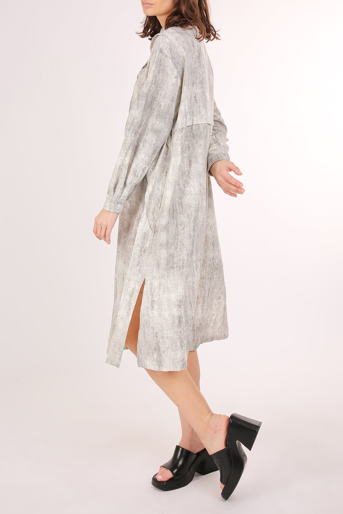Alden Asymmetrical Lining Detail A-Line Midi Shirt Dress - Shop Beulah Style