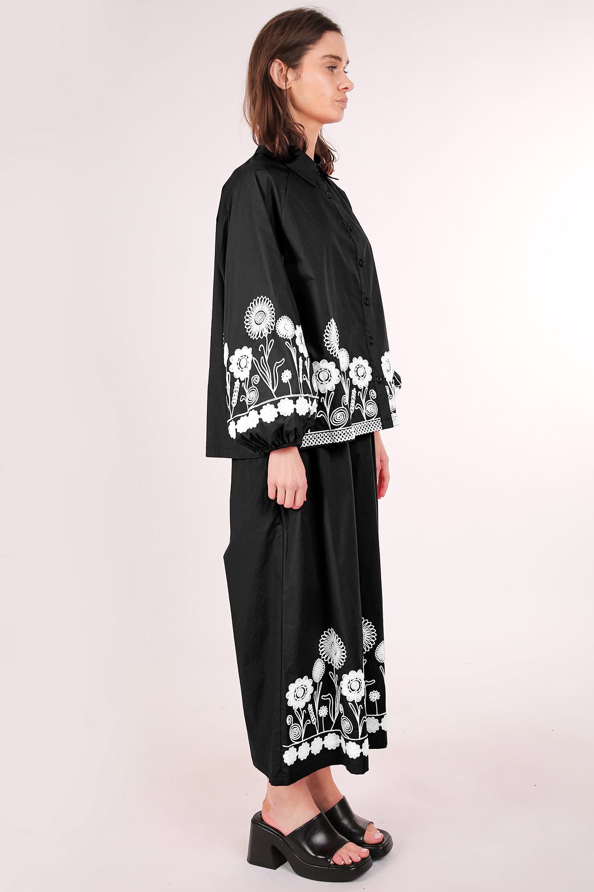 Ellis Floral Embroidered Detail Cotton Top & Pants Set - Shop Beulah Style