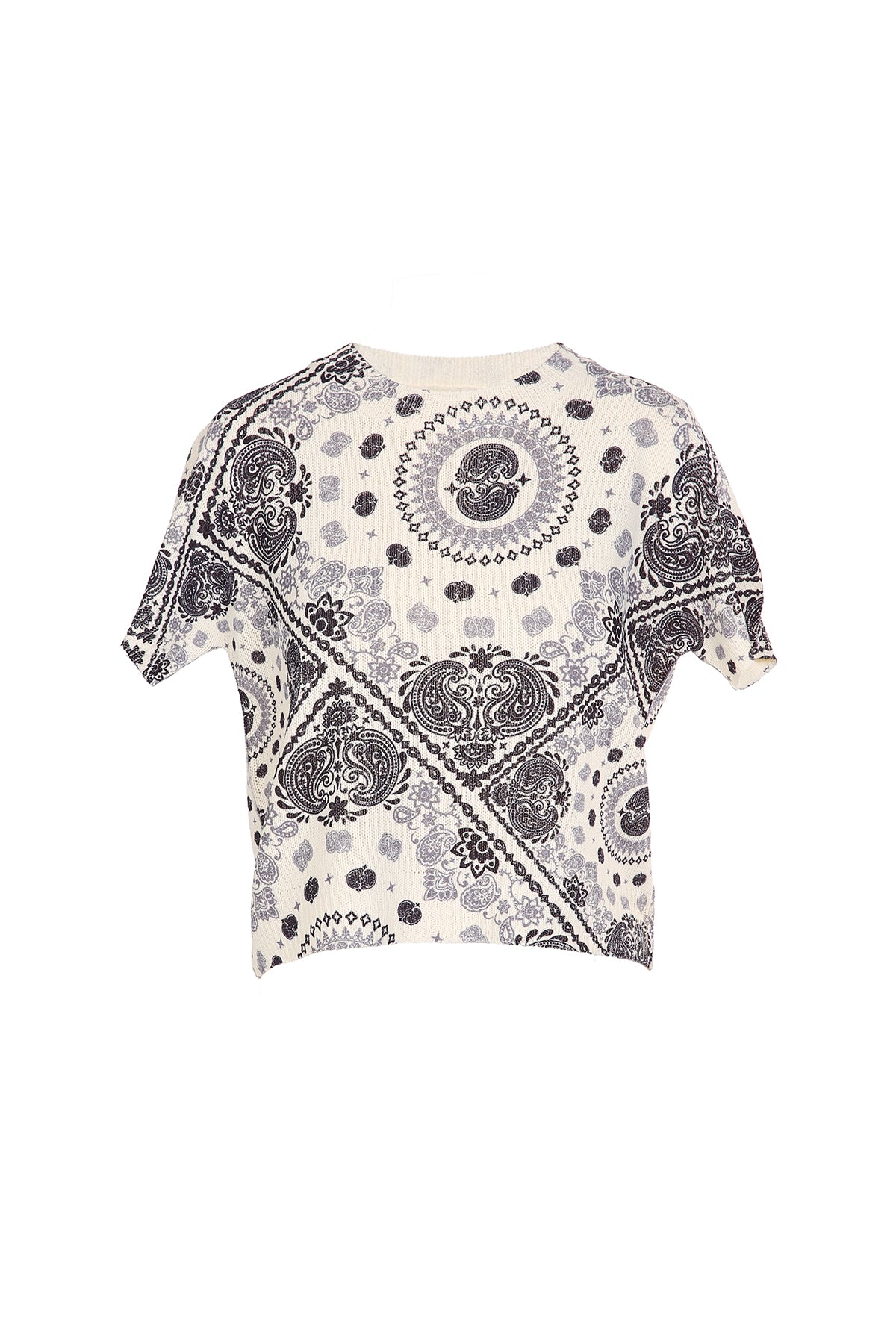 Vera Monochrome Paisley Printed Knit Top - Shop Beulah Style