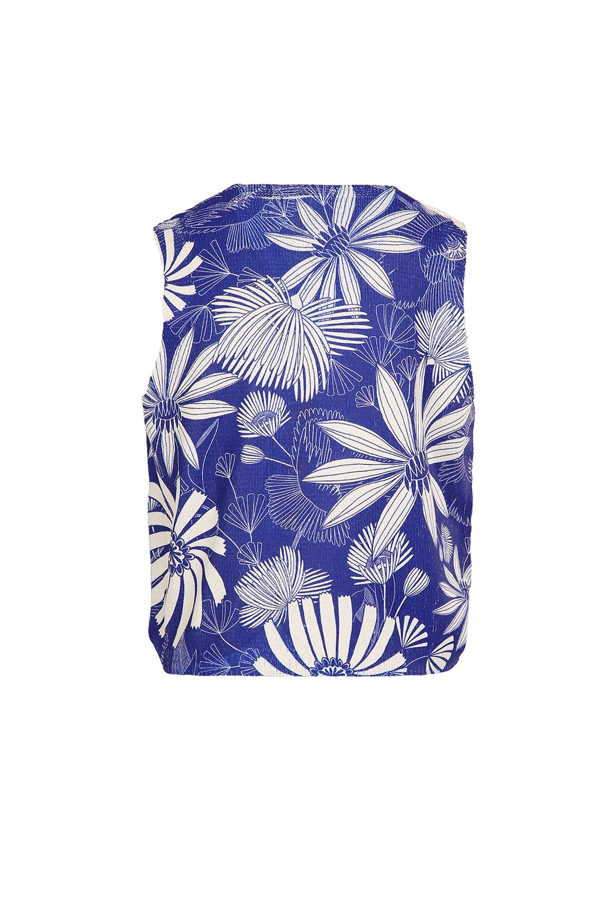 Ley Tropical Printed V-Neck Sleeveless Knit Top - Shop Beulah Style