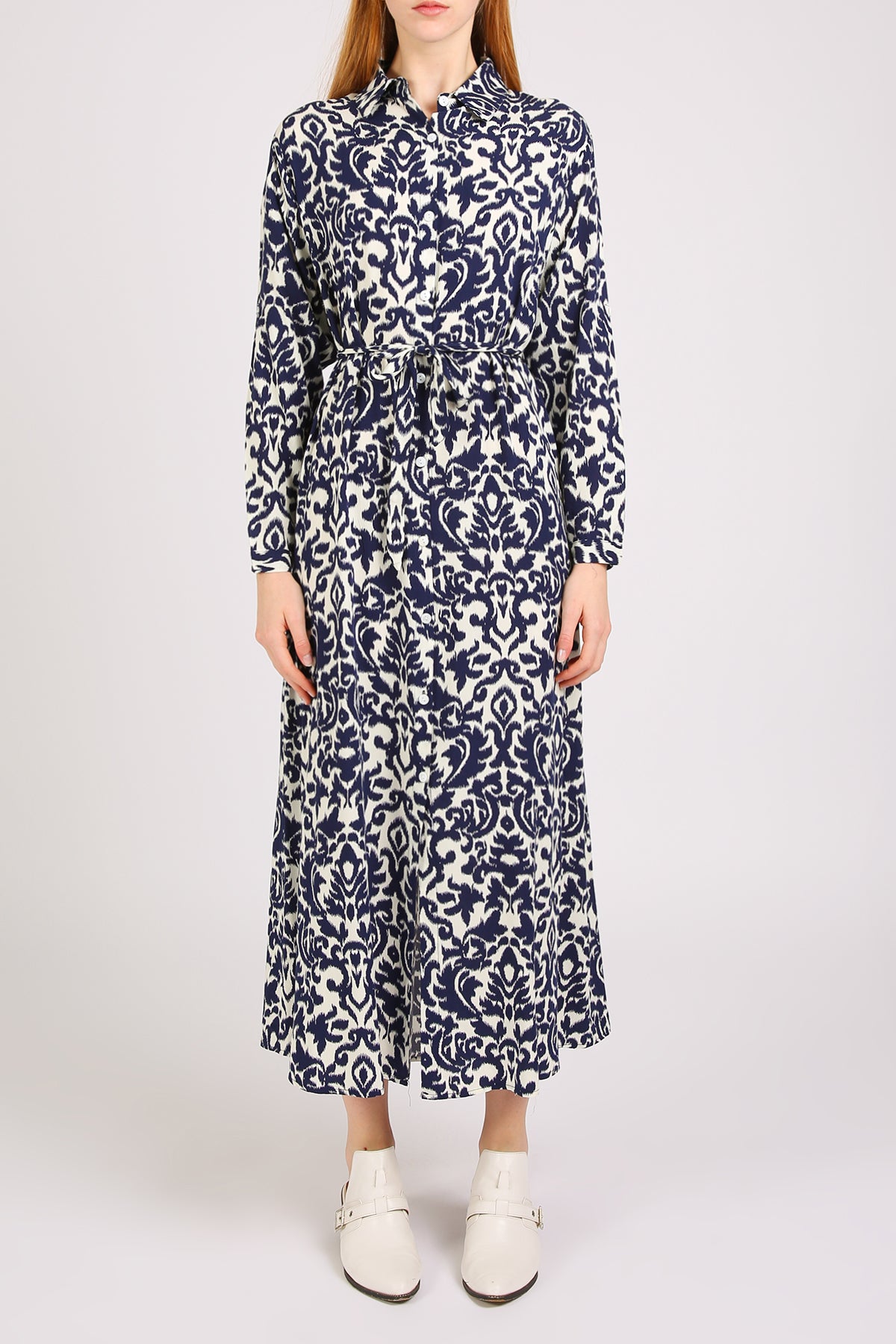 Nicholas Abstract Vintage Printed Maxi Shirt Dress - Shop Beulah Style