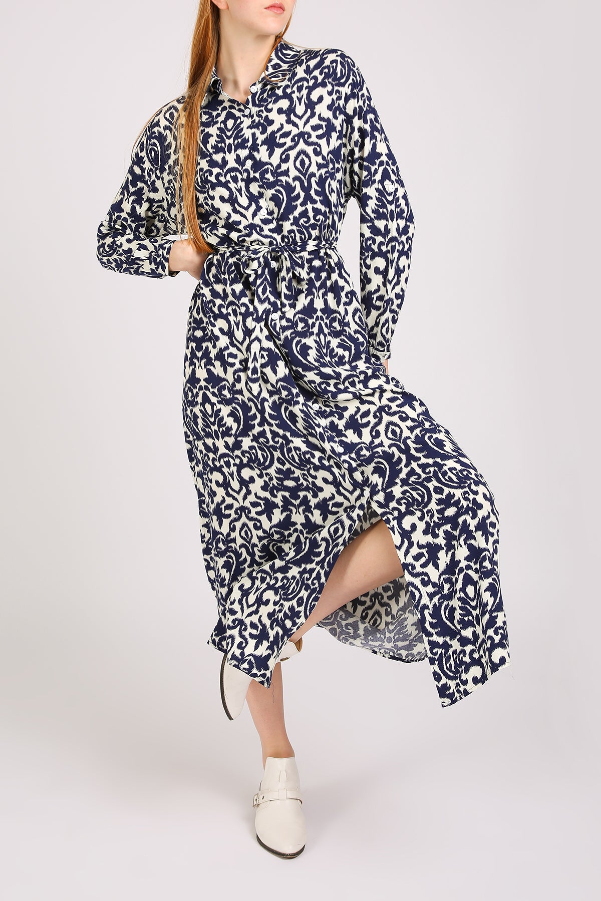 Nicholas Abstract Vintage Printed Maxi Shirt Dress - Shop Beulah Style