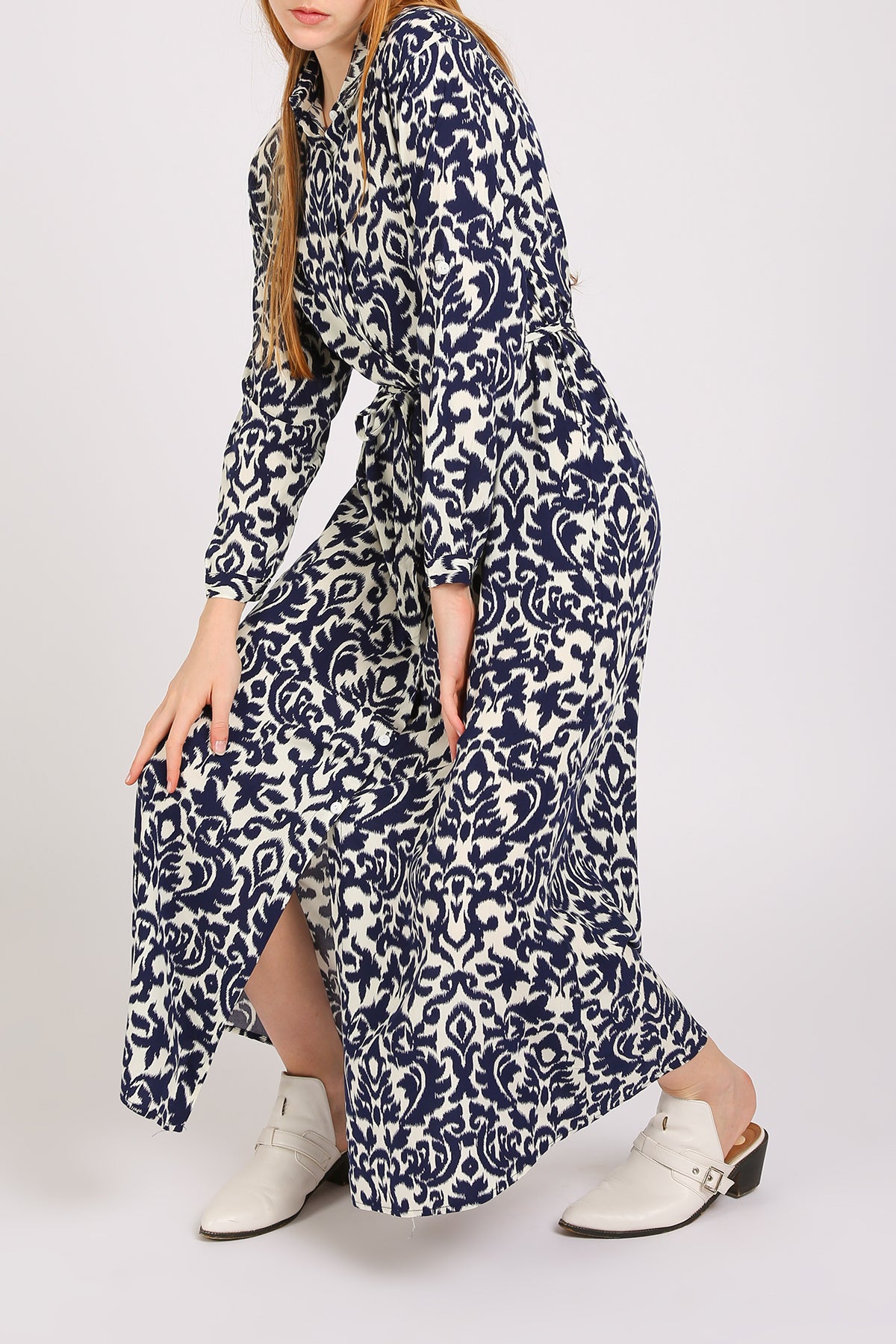 Nicholas Abstract Vintage Printed Maxi Shirt Dress - Shop Beulah Style