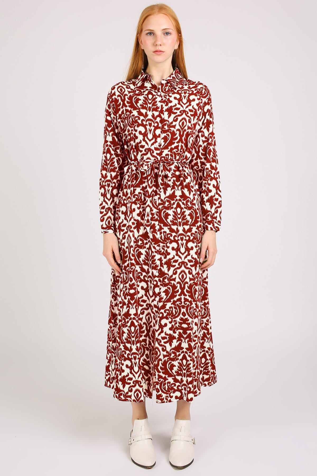 Nicholas Abstract Vintage Printed Maxi Shirt Dress - Shop Beulah Style