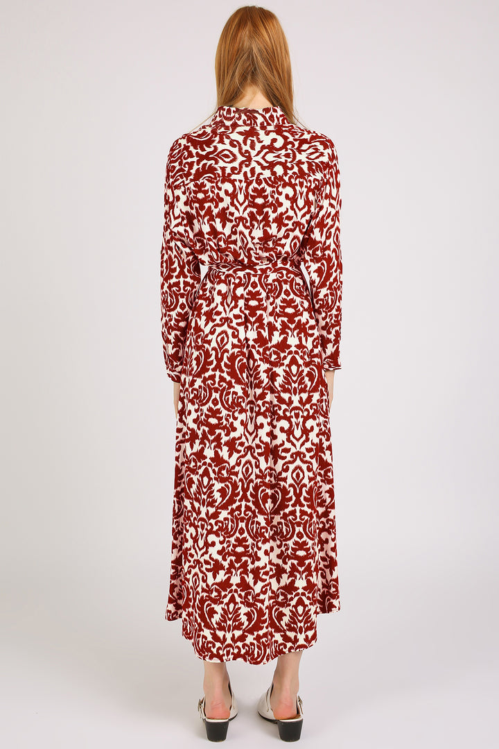 Nicholas Abstract Vintage Printed Maxi Shirt Dress