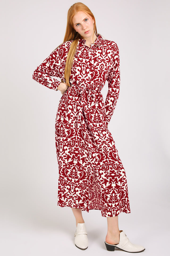 Nicholas Abstract Vintage Printed Maxi Shirt Dress