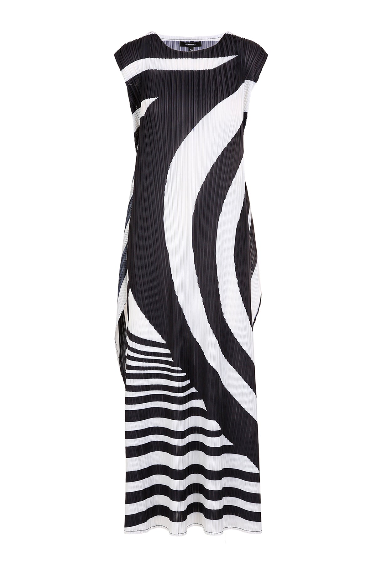 Finn Abstract Printed Pleats Belted Maxi Dress