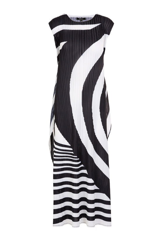 Finn Abstract Printed Pleats Belted Maxi Dress