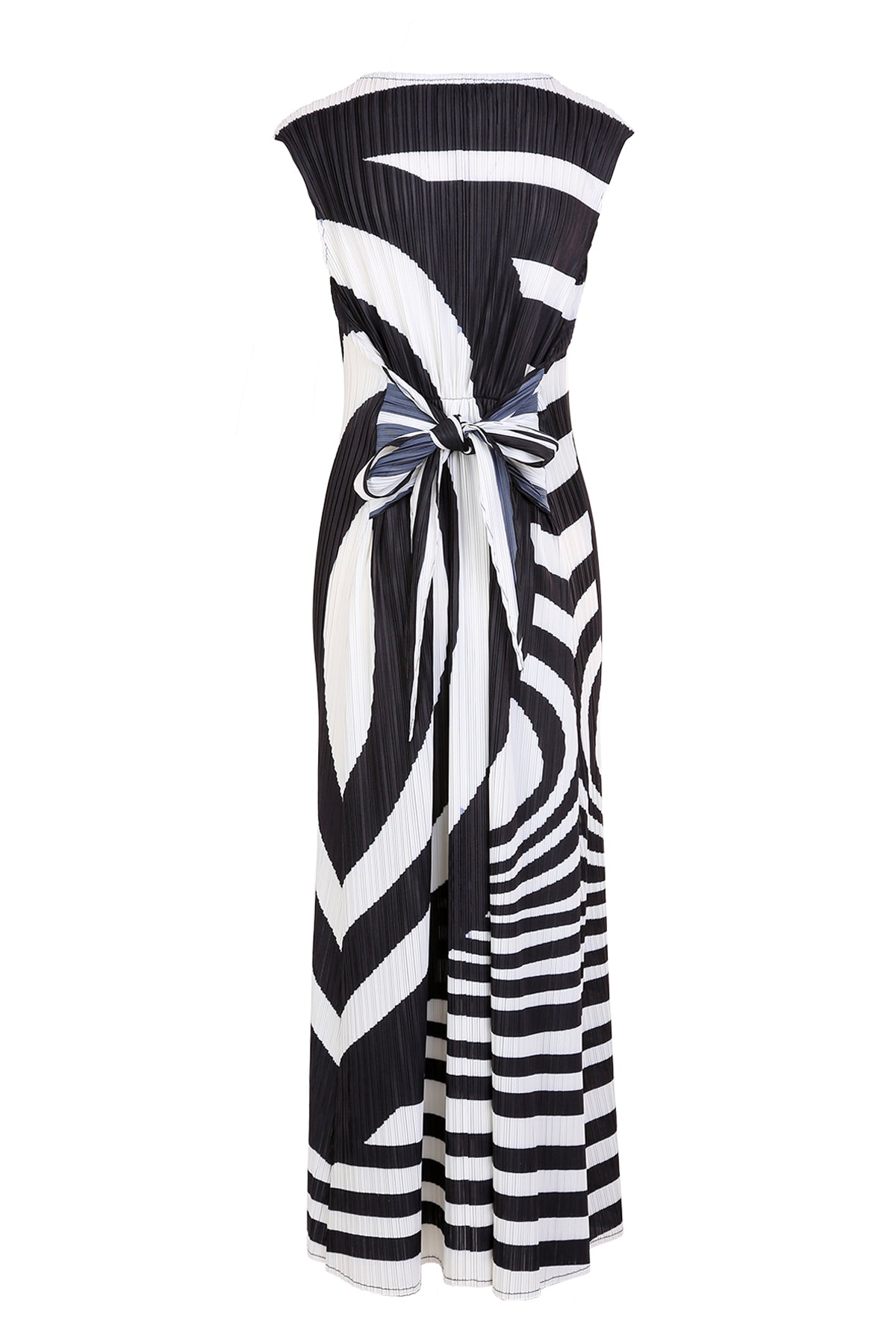 Finn Abstract Printed Pleats Belted Maxi Dress