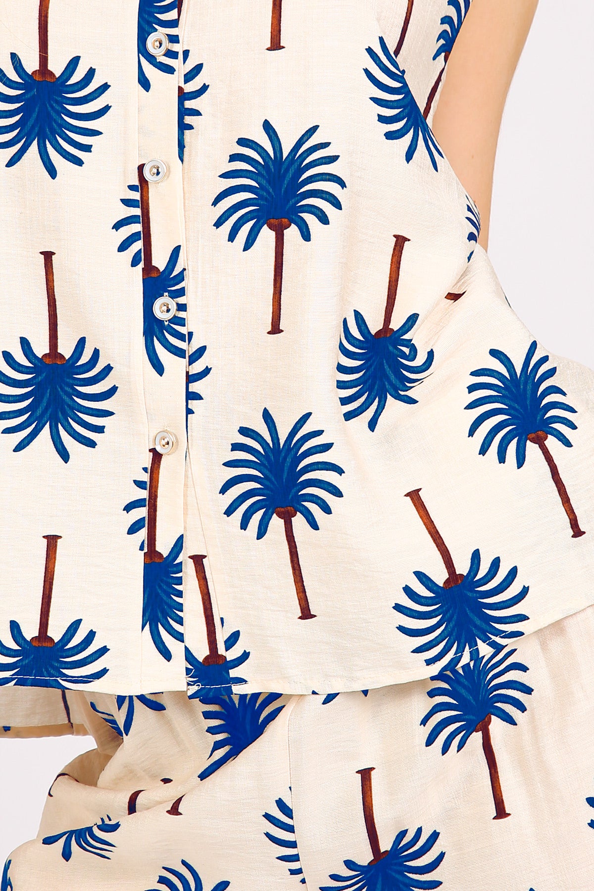 Ariana Palm Tree Patterned Sleeveless Top & Pants Set - Shop Beulah Style