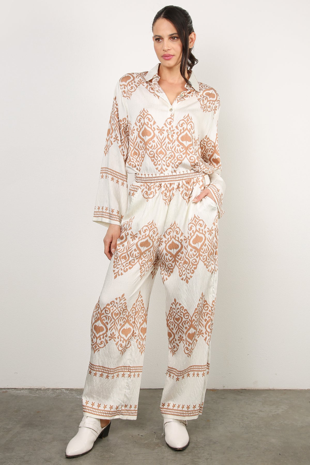 Marcellus Moroccan Printed Linen Top & Pants Set - Shop Beulah Style