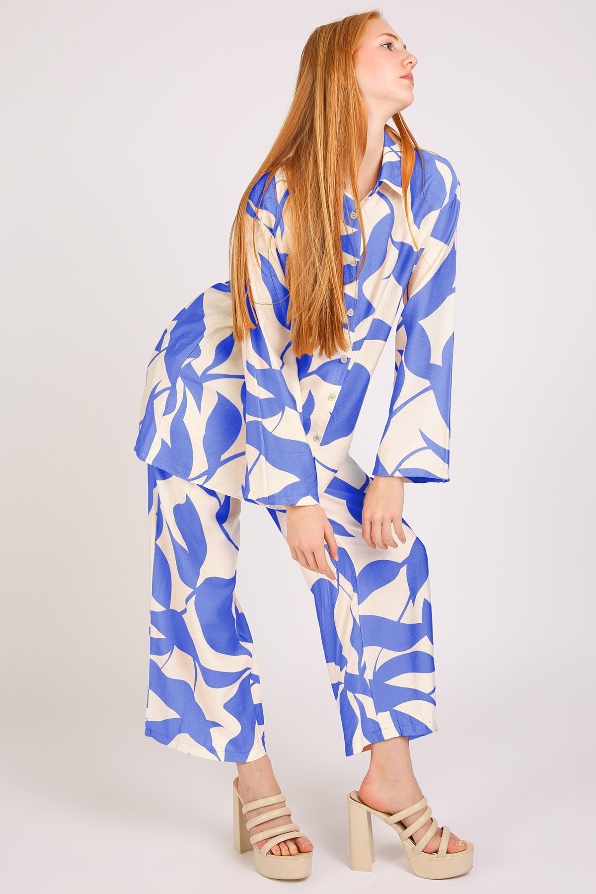 Quill Leaf Printed Shirt & Pants Linen Set - Shop Beulah Style