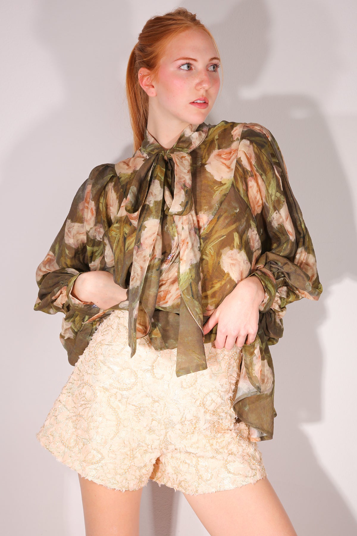 Prince Swirl Pearled & Embroidered Wide Short Shorts