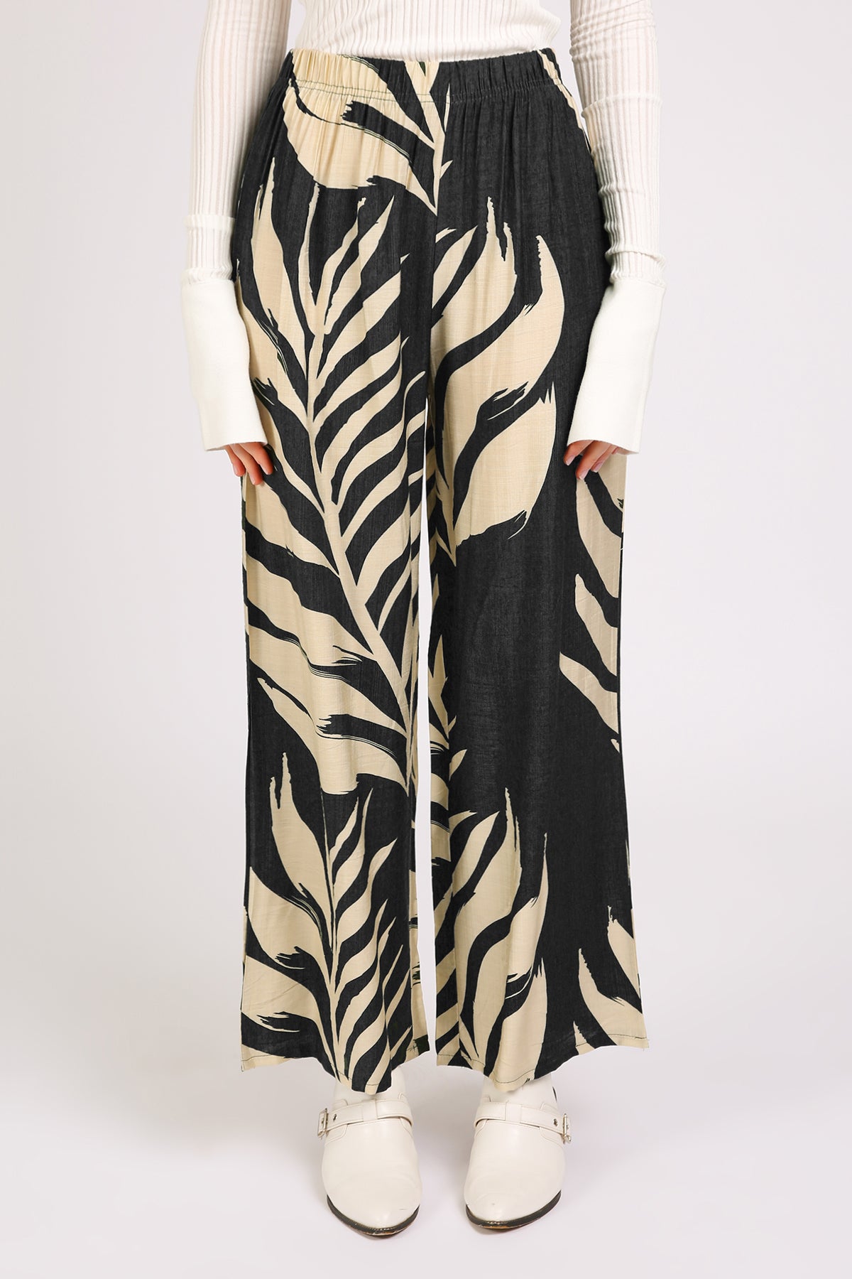 Angela Tropical Botanic Printed Wide Pants - Shop Beulah Style