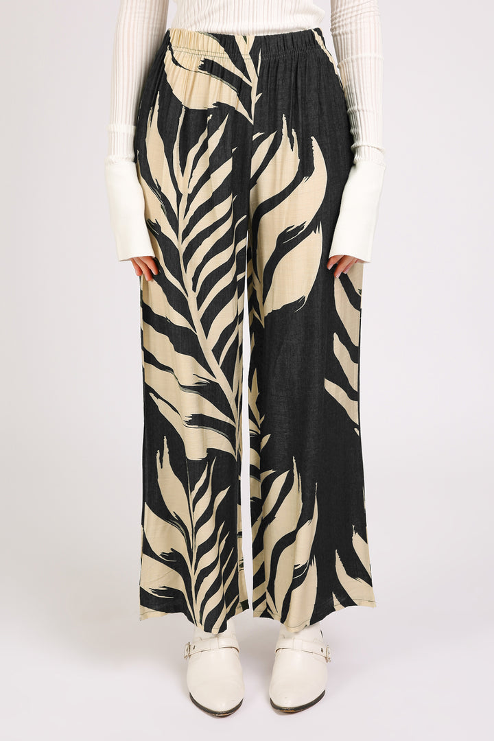 Angela Tropical Botanic Printed Wide Pants - Shop Beulah Style