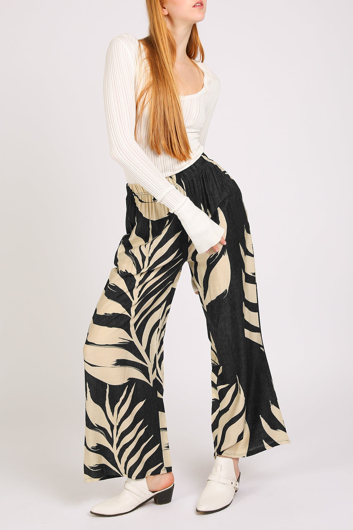 Angela Tropical Botanic Printed Wide Pants - Shop Beulah Style