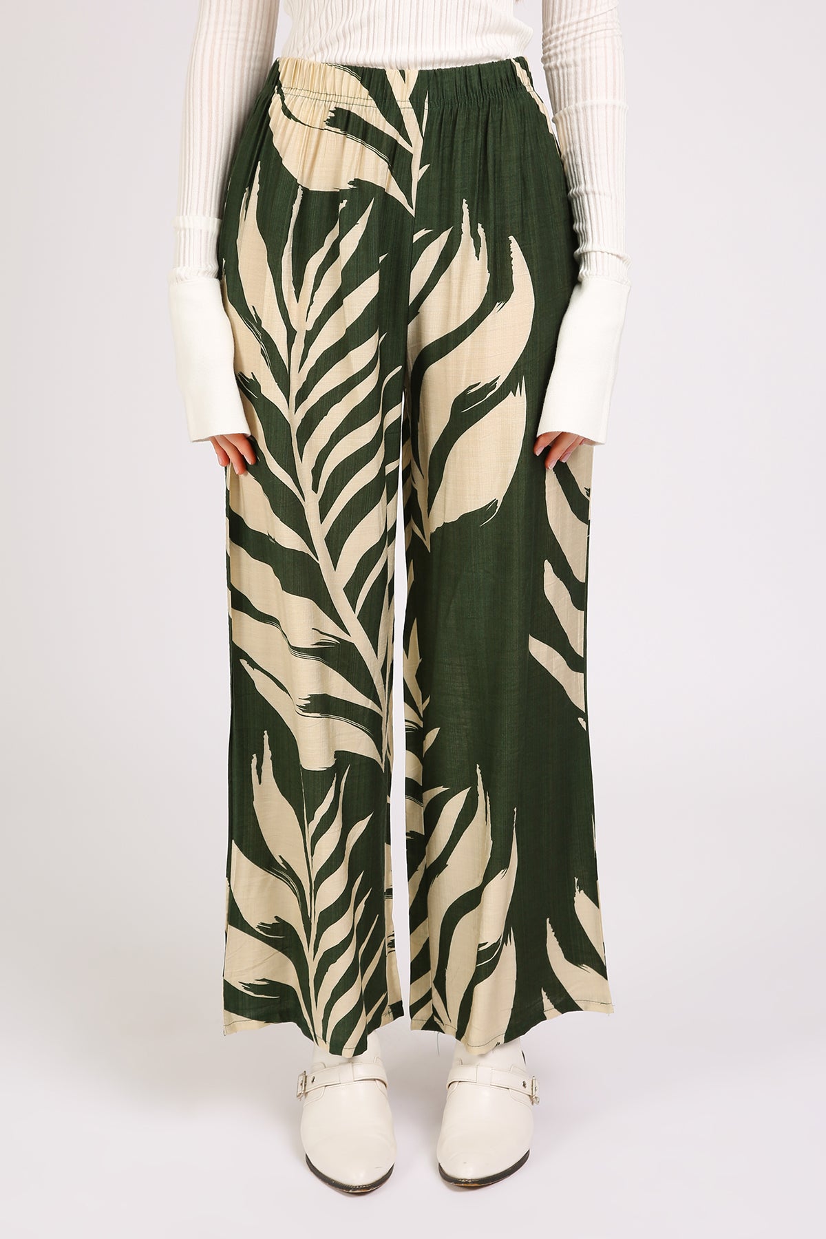Angela Tropical Botanic Printed Wide Pants - Shop Beulah Style
