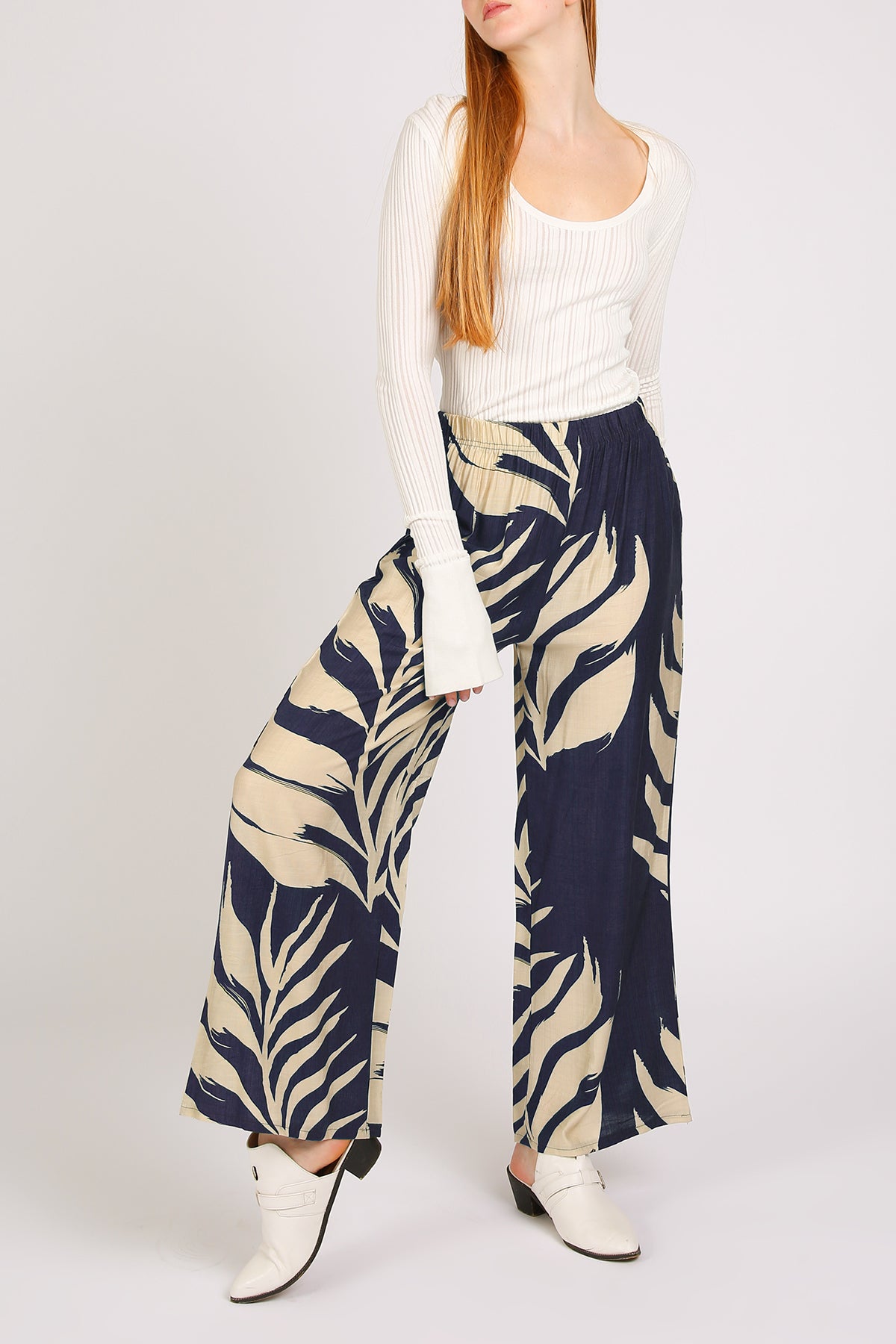 Angela Tropical Botanic Printed Wide Pants - Shop Beulah Style