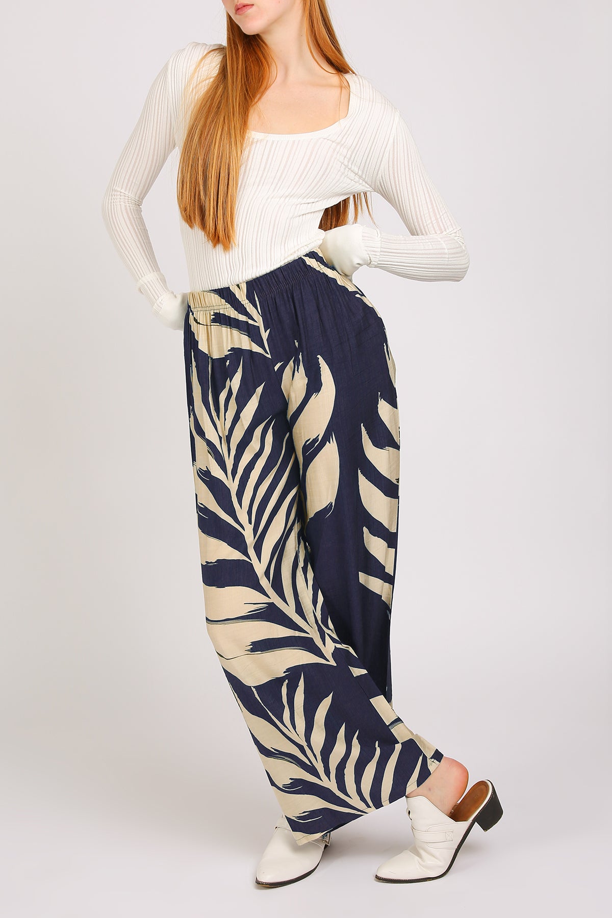 Angela Tropical Botanic Printed Wide Pants - Shop Beulah Style