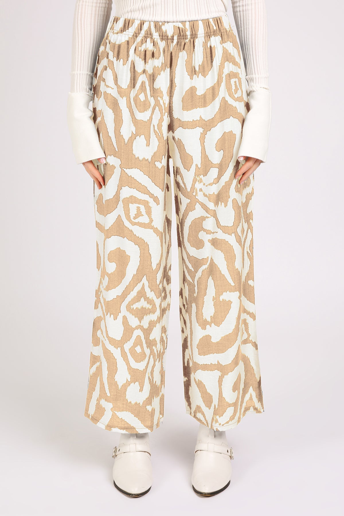 Balan Abstract Swirl Printed Wide Long Pants - Shop Beulah Style