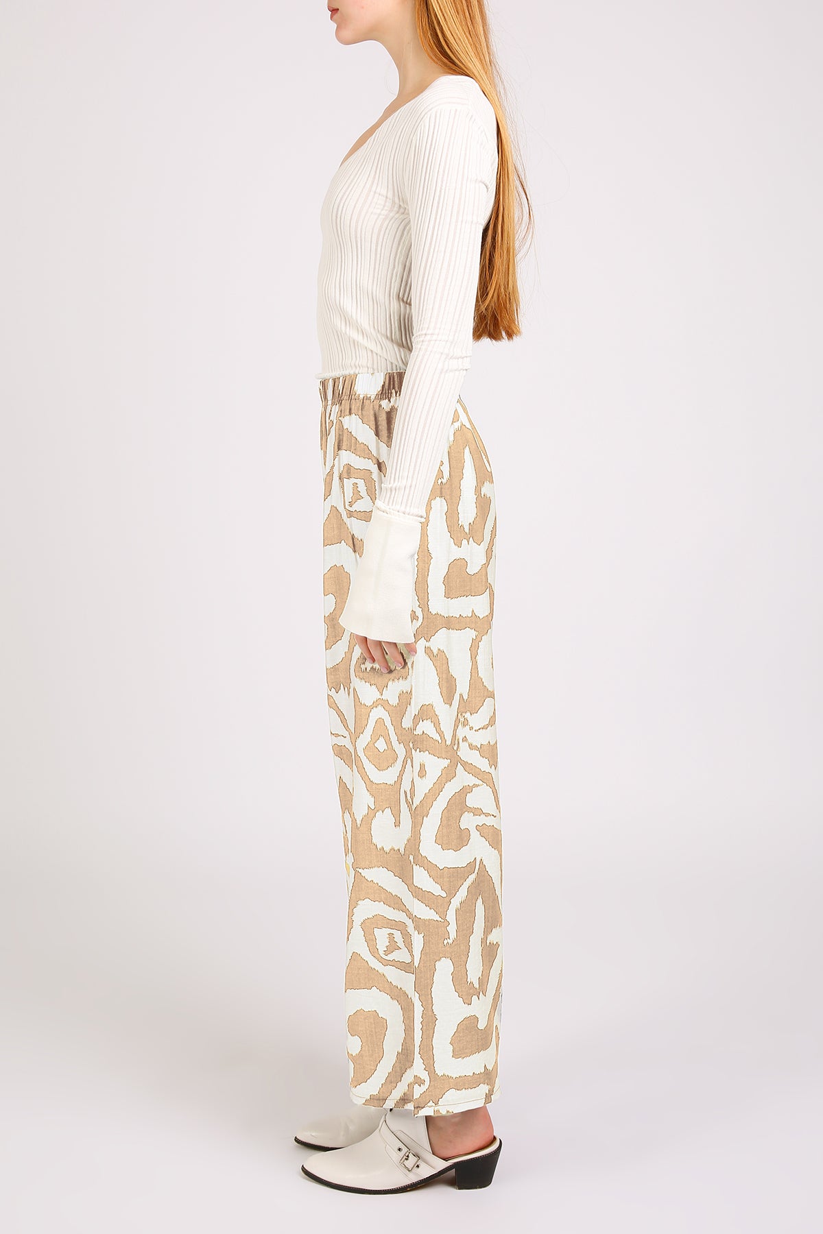 Balan Abstract Swirl Printed Wide Long Pants - Shop Beulah Style