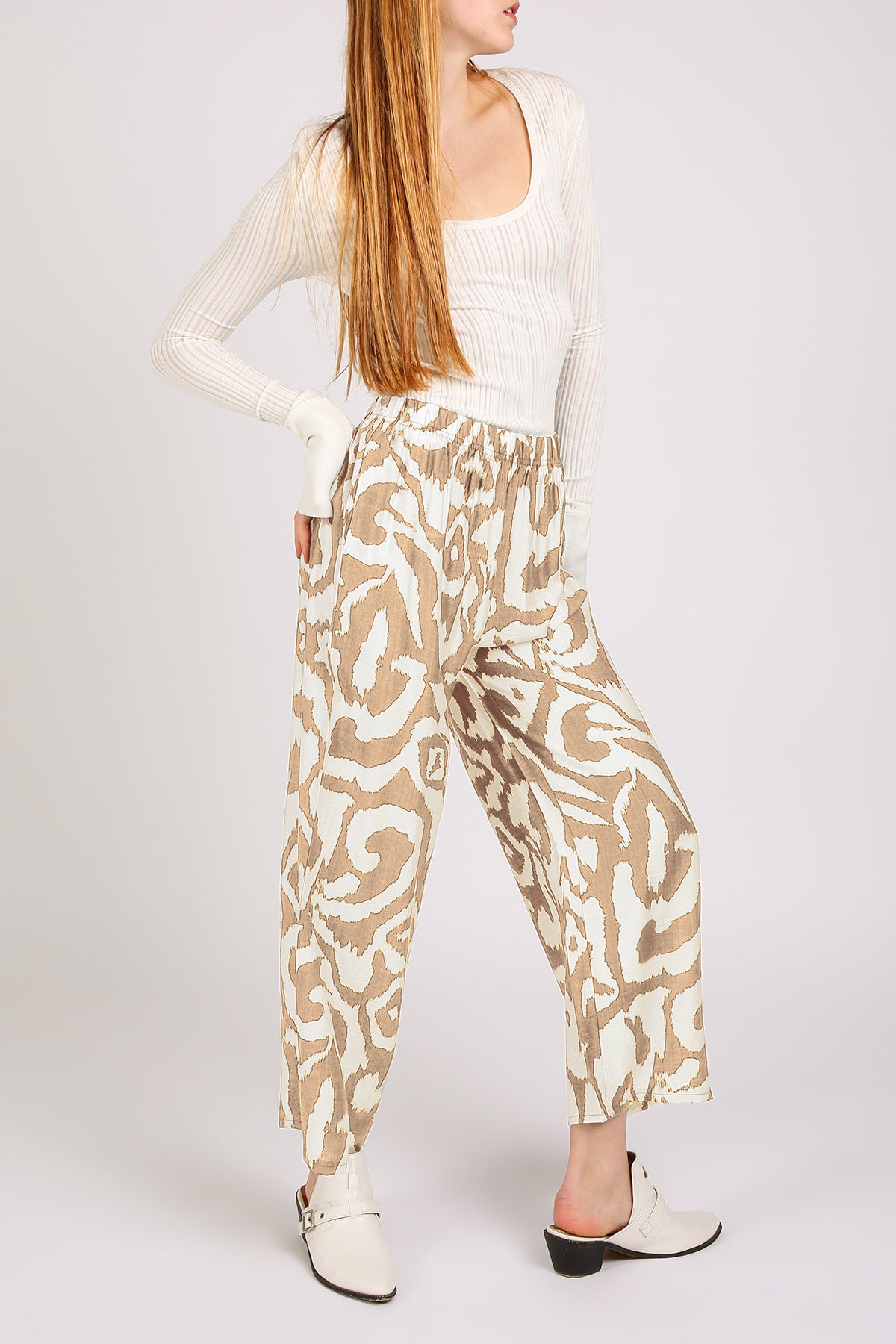 Balan Abstract Swirl Printed Wide Long Pants - Shop Beulah Style
