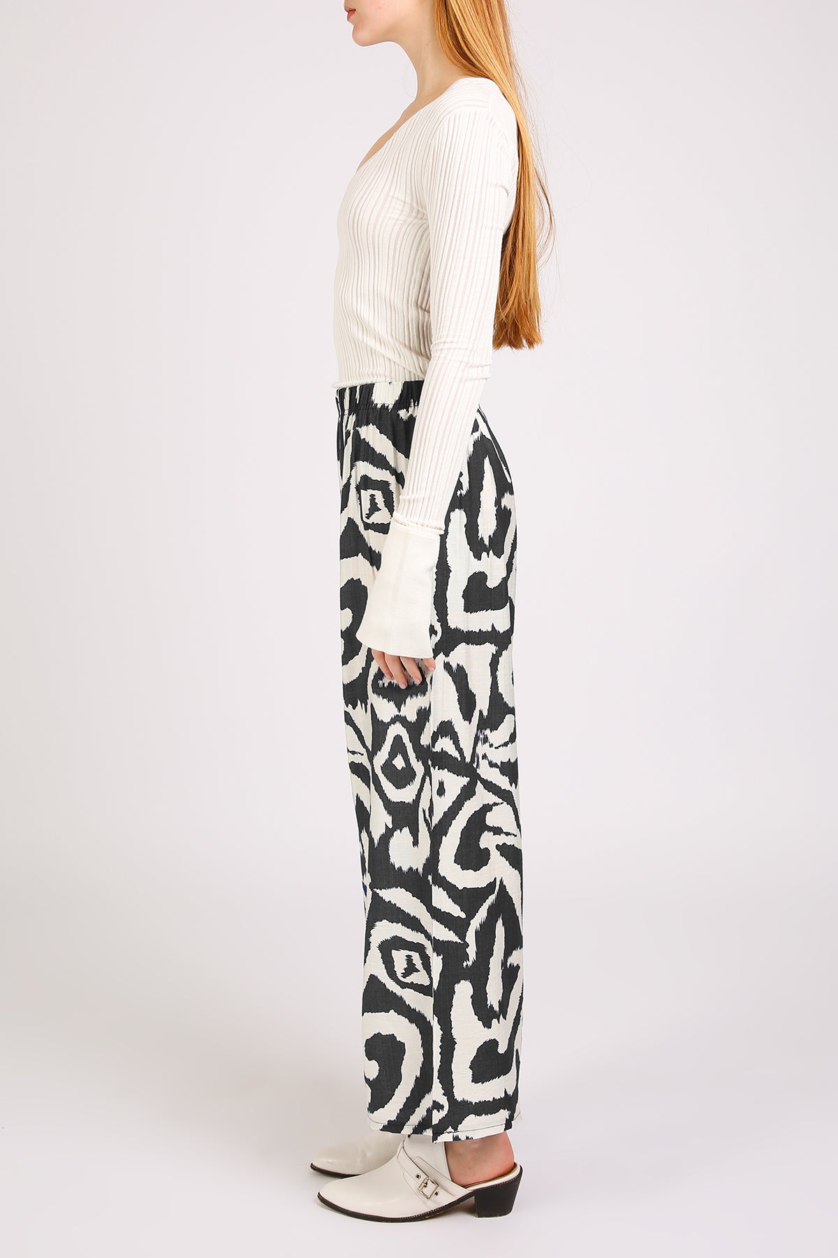Balan Abstract Swirl Printed Wide Long Pants - Shop Beulah Style