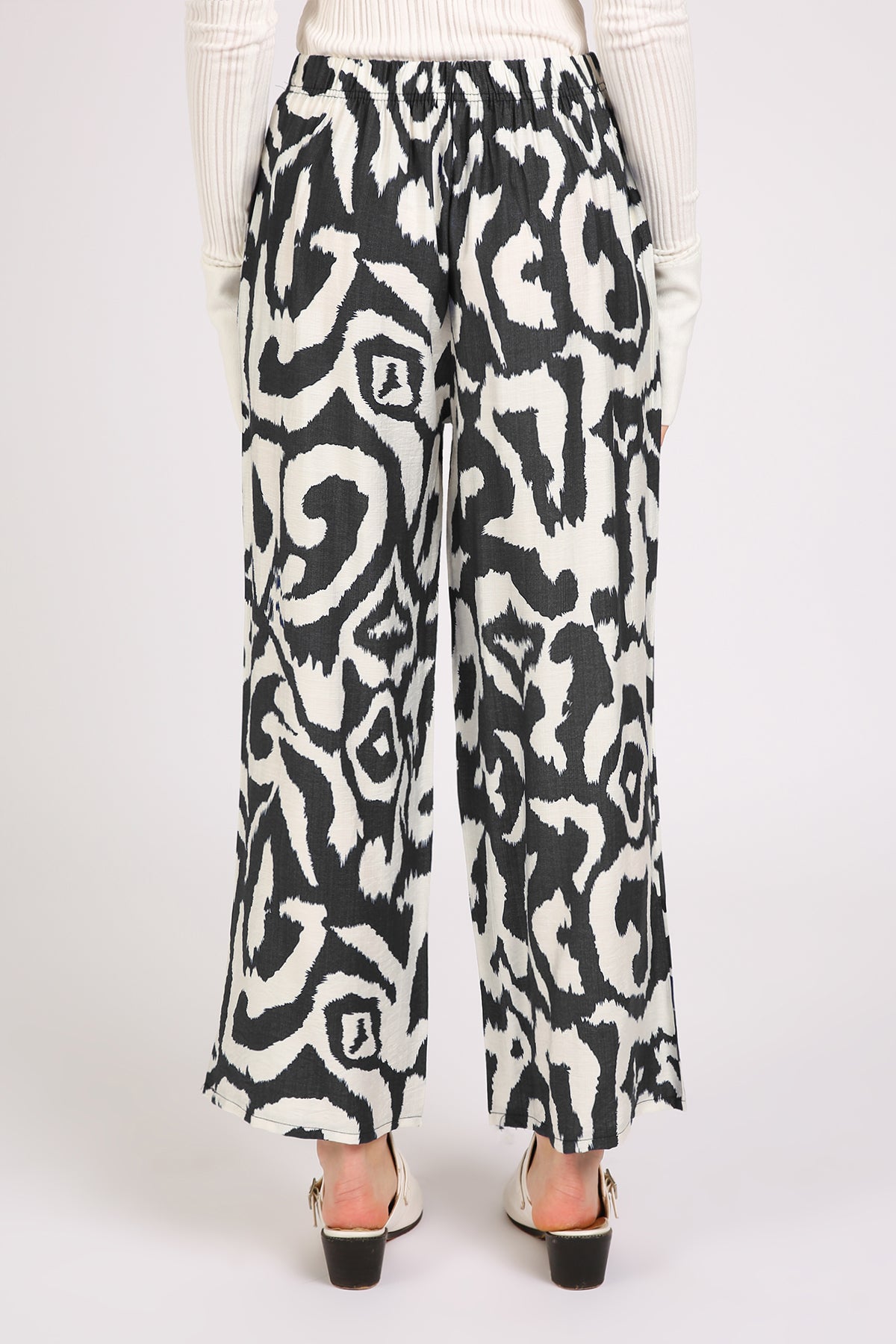 Balan Abstract Swirl Printed Wide Long Pants - Shop Beulah Style