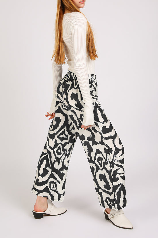 Balan Abstract Swirl Printed Wide Long Pants - Shop Beulah Style